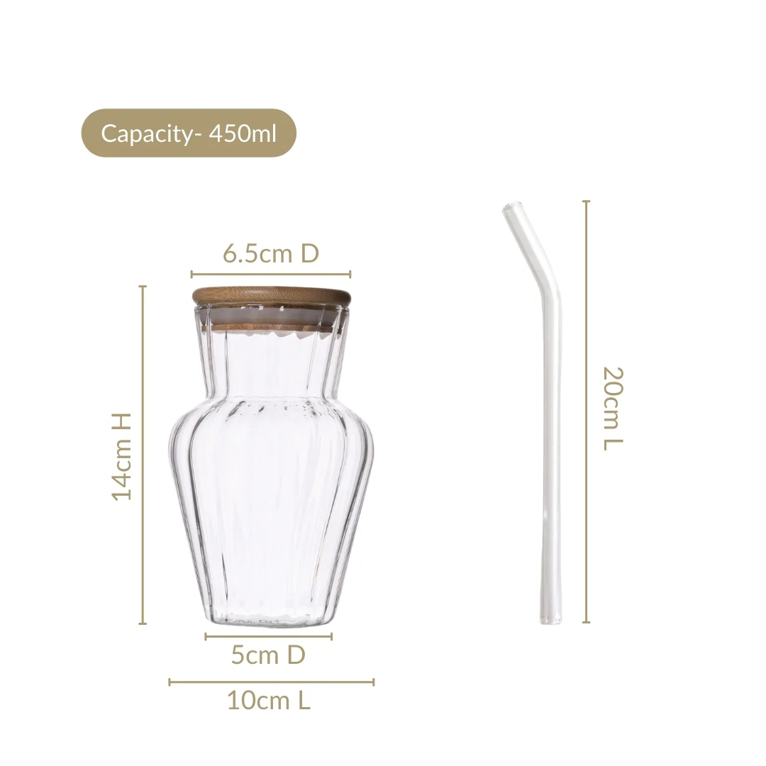 Milkshake Glass Tumbler With Lid And Straw Set Of 2 450ml - Image 3