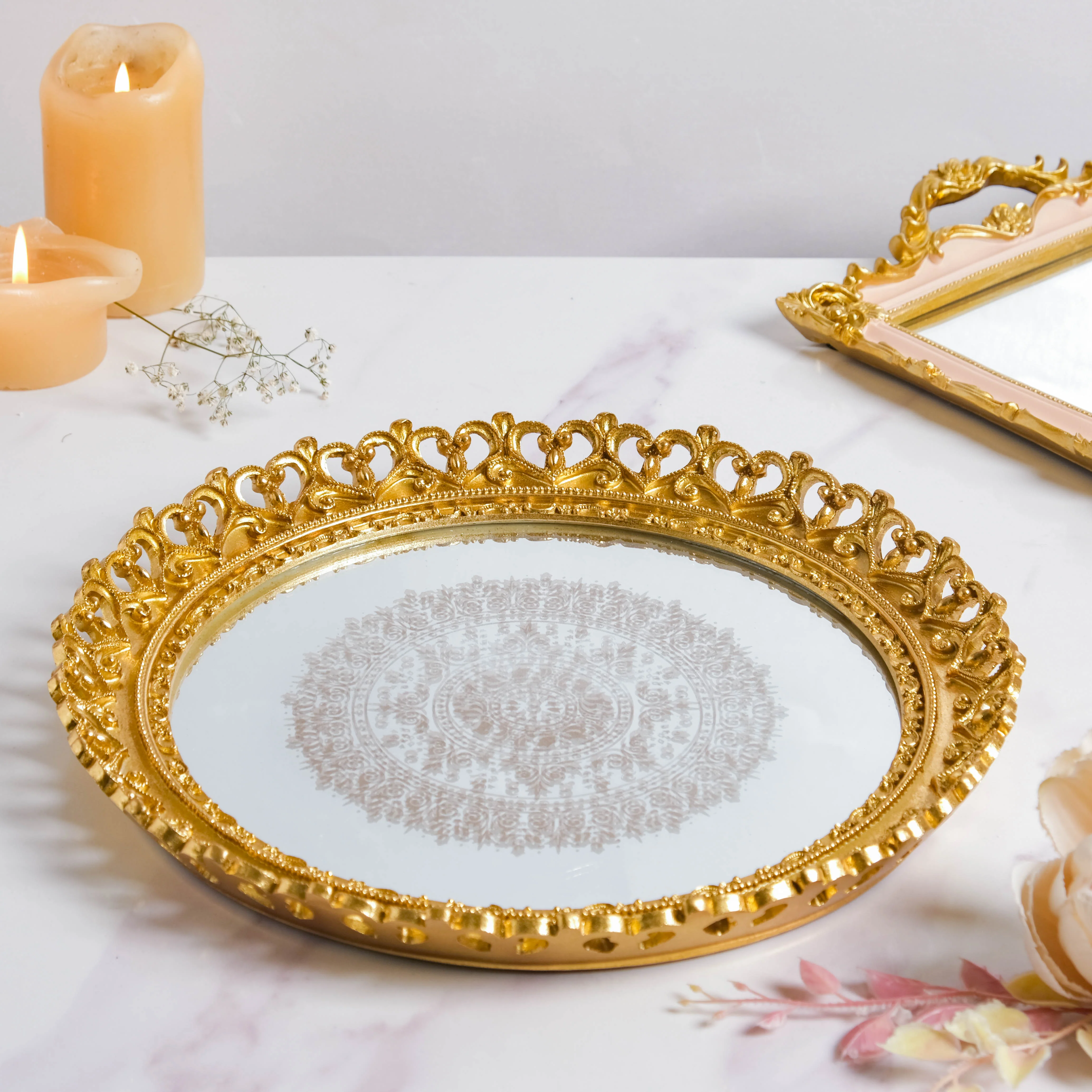 Minerva Art Deco Mirror Gold Tray - Image 5