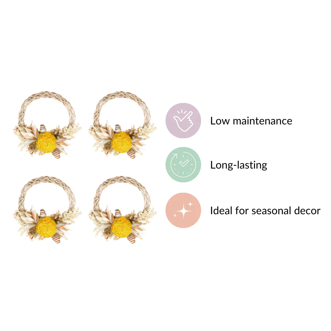 Mini Floral Garland Wreath For Wall Decor Set Of 4 - Image 6