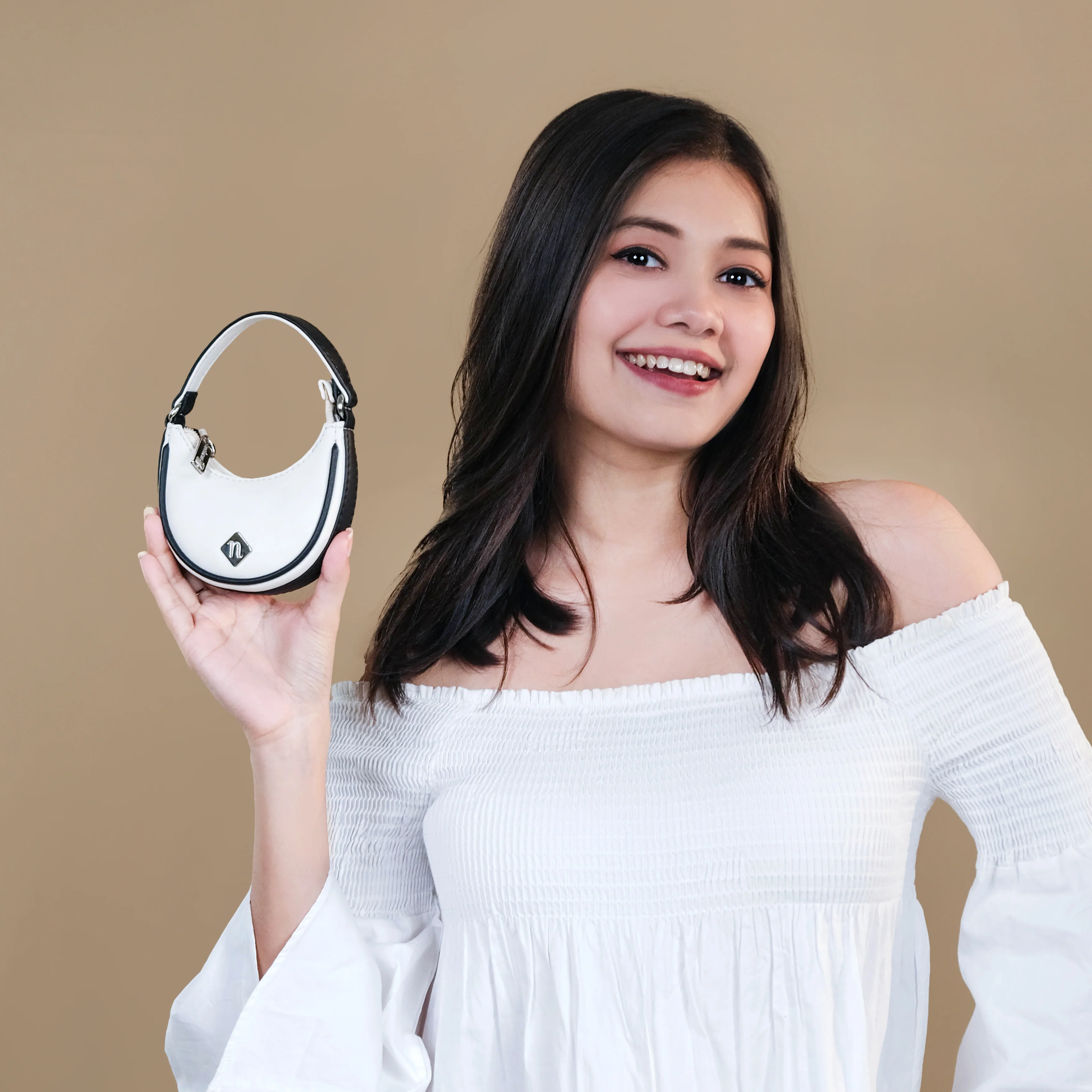 Mini Half Moon Bag White - Image 10