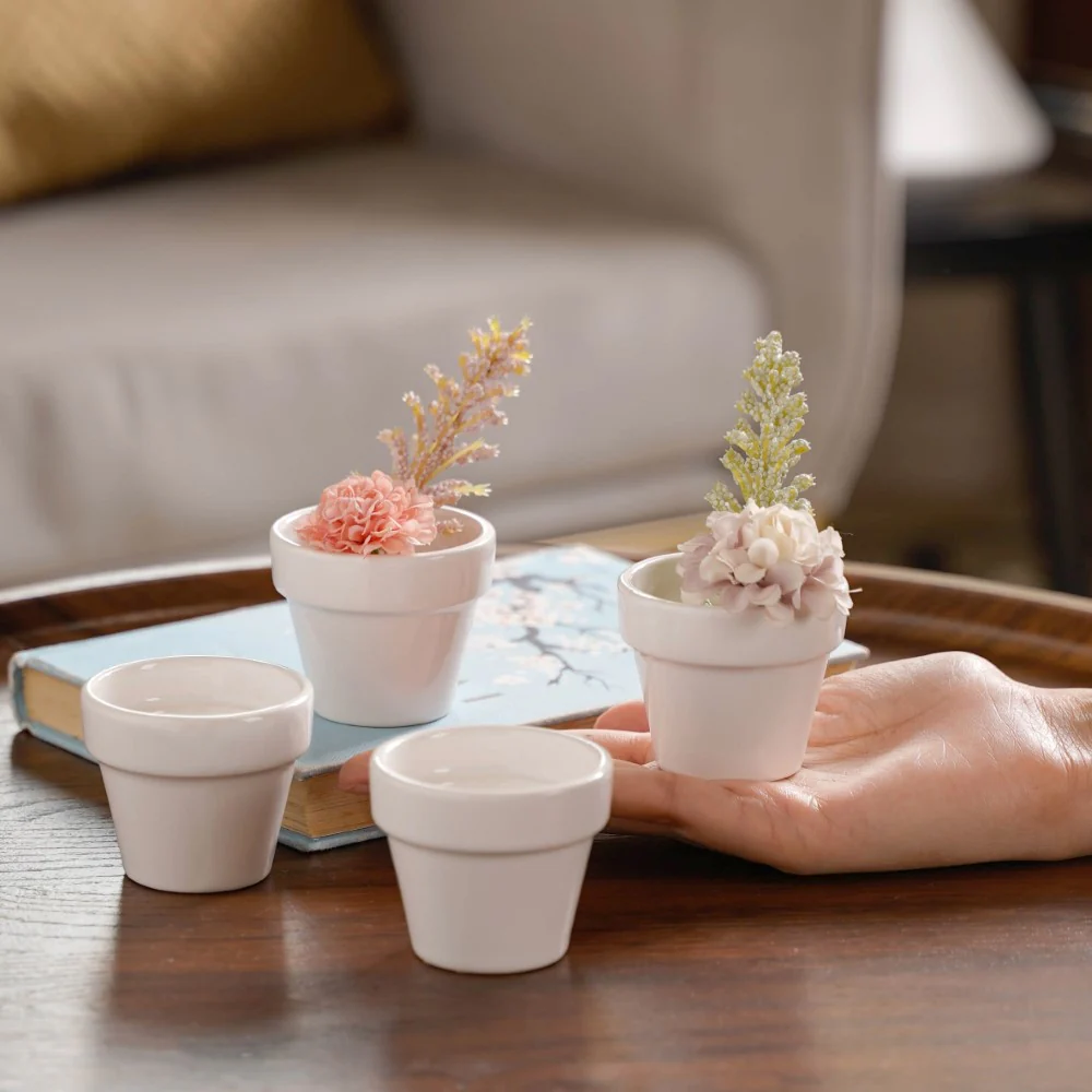 Mini Pot For Table Decor White Set of 4 - Image 2