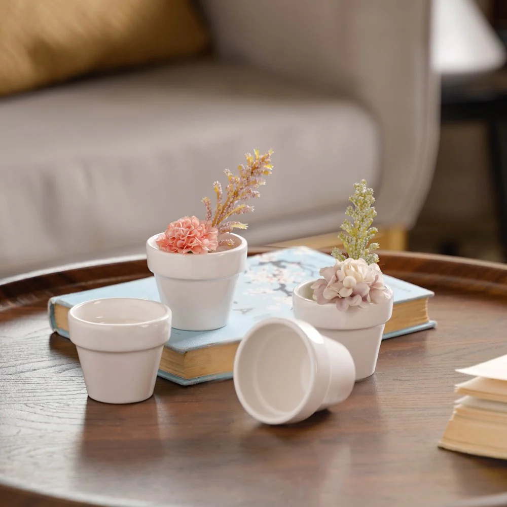 Mini Pot For Table Decor White Set of 4 - Image 4