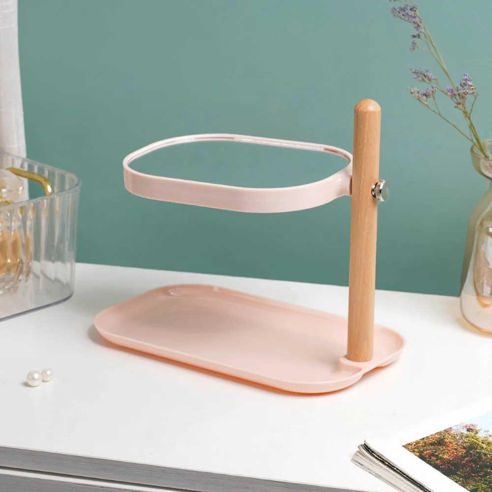 Minimalist Double Sided Stand Mirror With Tray Pink - Image 6