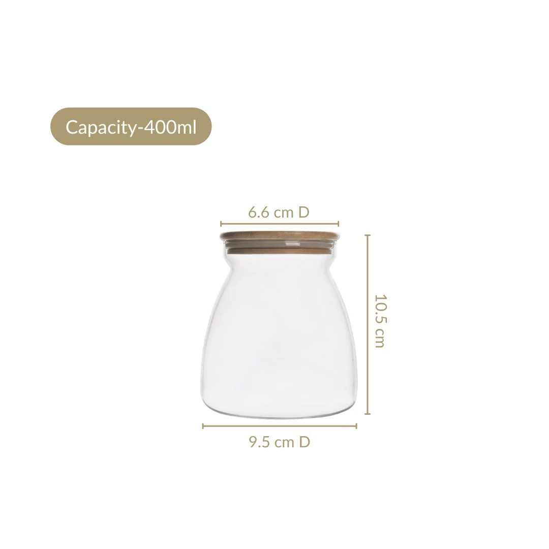 Minimalist Glass Jar With Bamboo Lid Set Of 2 400ml - Image 3