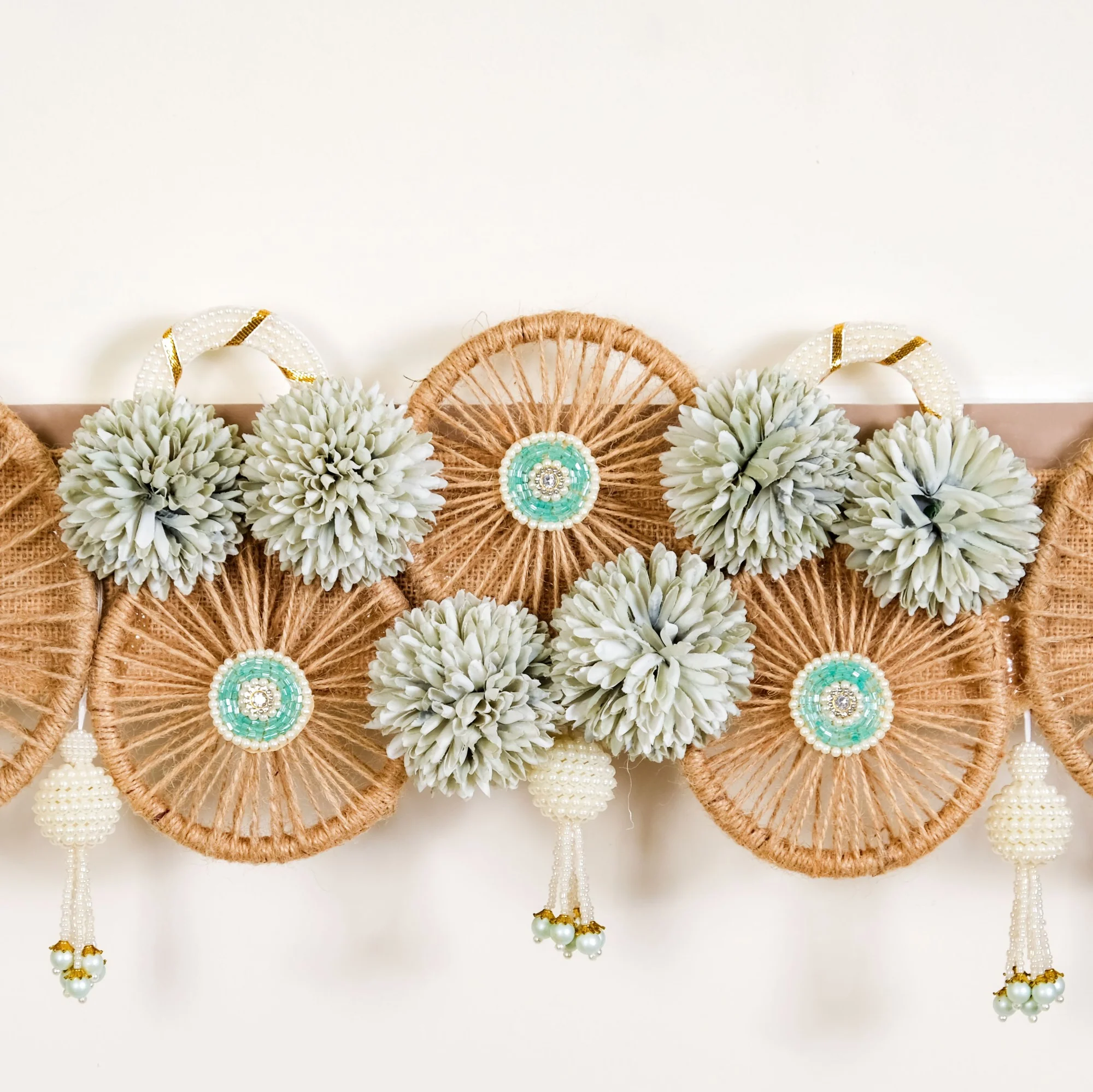Minimalist Jute Chakra Festive Wall Hanging Toran With Tassels - Image 6