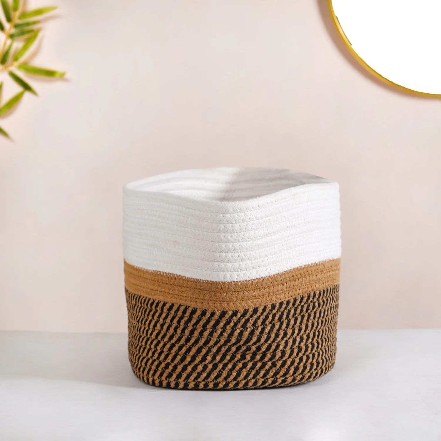 Minimalist Roped Cotton Storage Basket 20cm - Image 8