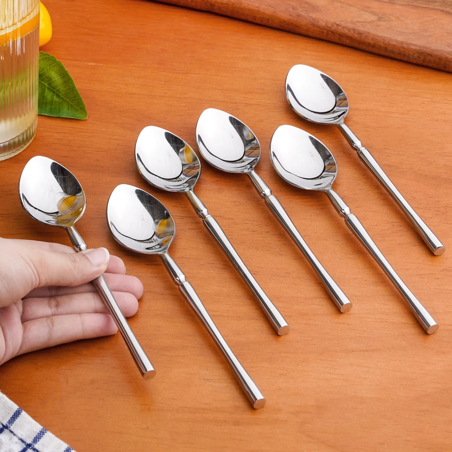 Minimalist Stainless Steel Spoon Set Of 6 - Image 3