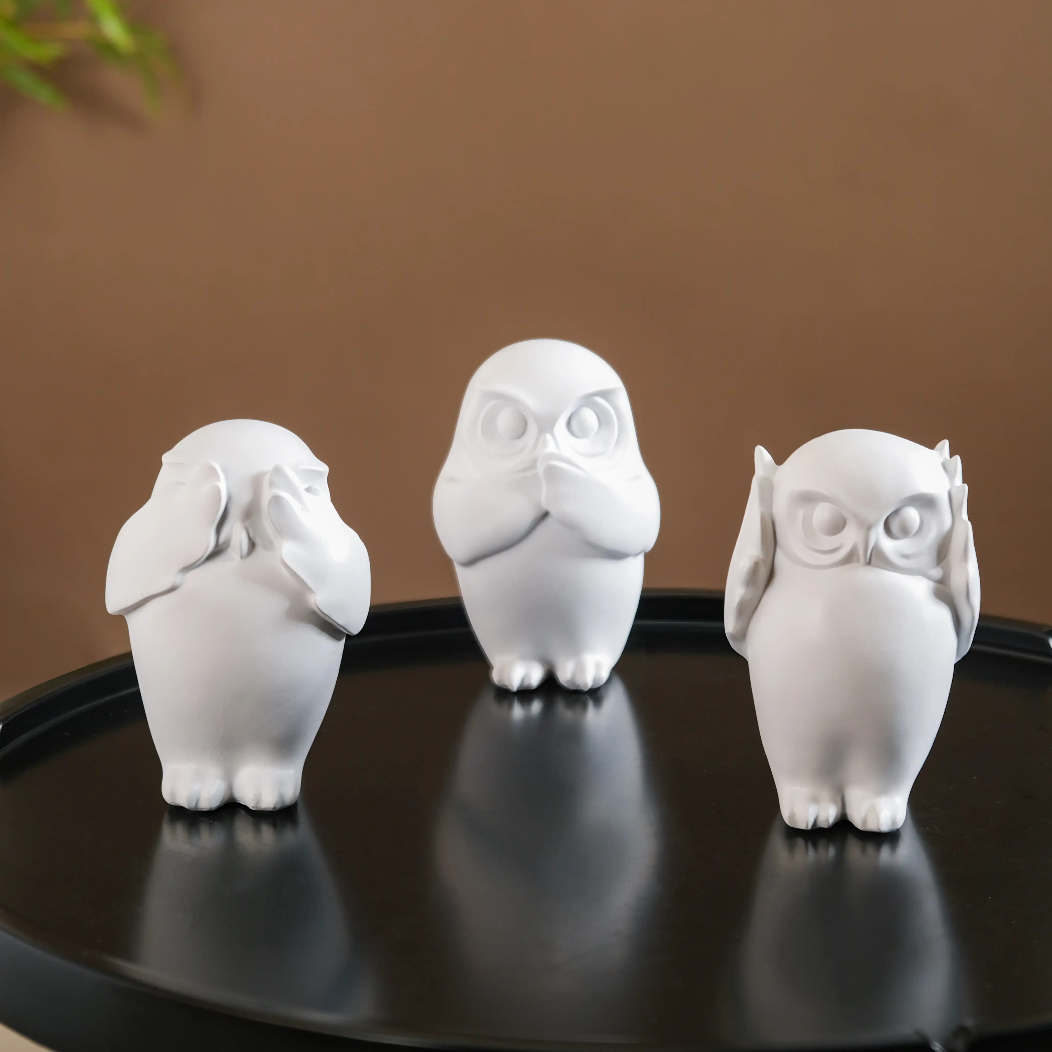 Minimalist Wise Owls Showpiece White Set Of 3 - Image 2
