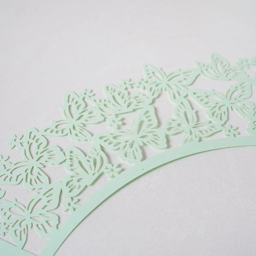 Mint Green Butterfly Lace Cupcake Wrapper Set of 20 - Image 7