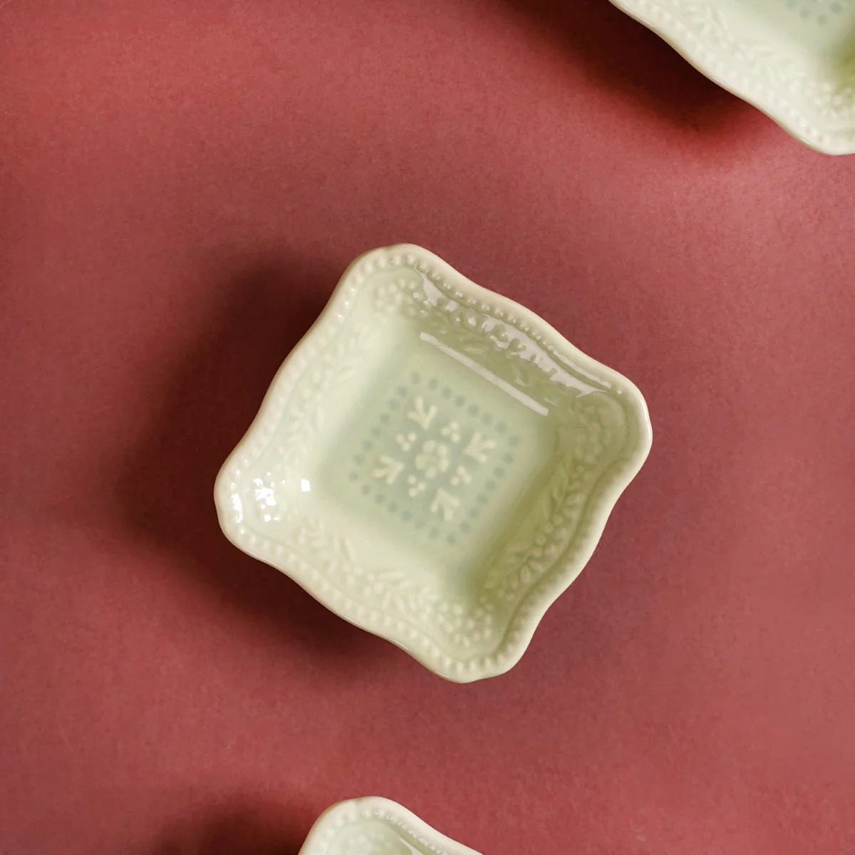 Mint Green Mini Square Dessert Dish Set Of 6 3" x 3" - Image 6
