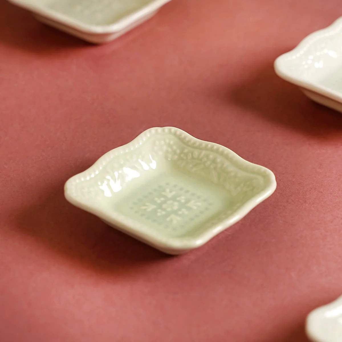 Mint Green Mini Square Dessert Dish Set Of 6 3" x 3" - Image 8