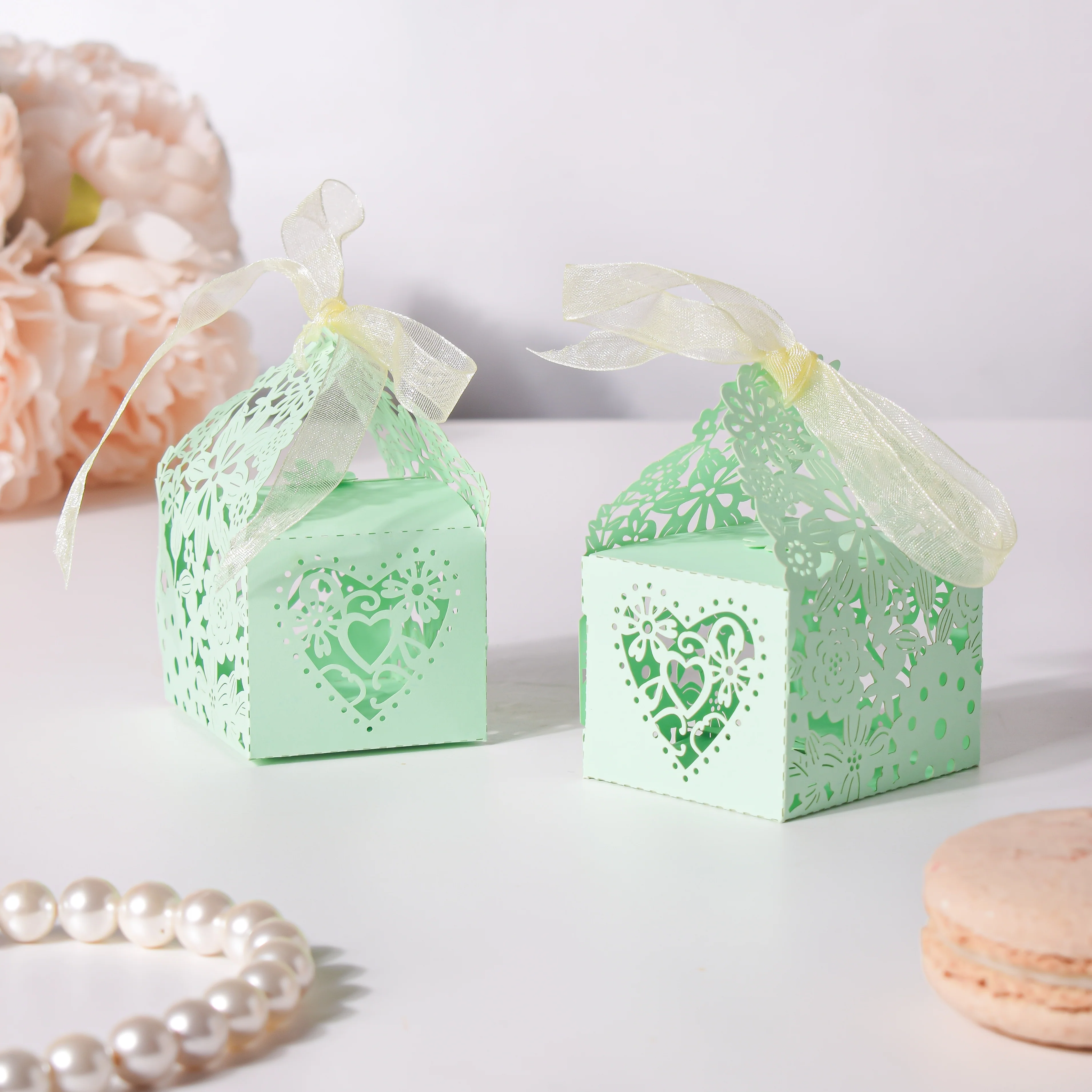 Mint Green Square Paper Gift Box Set of 20