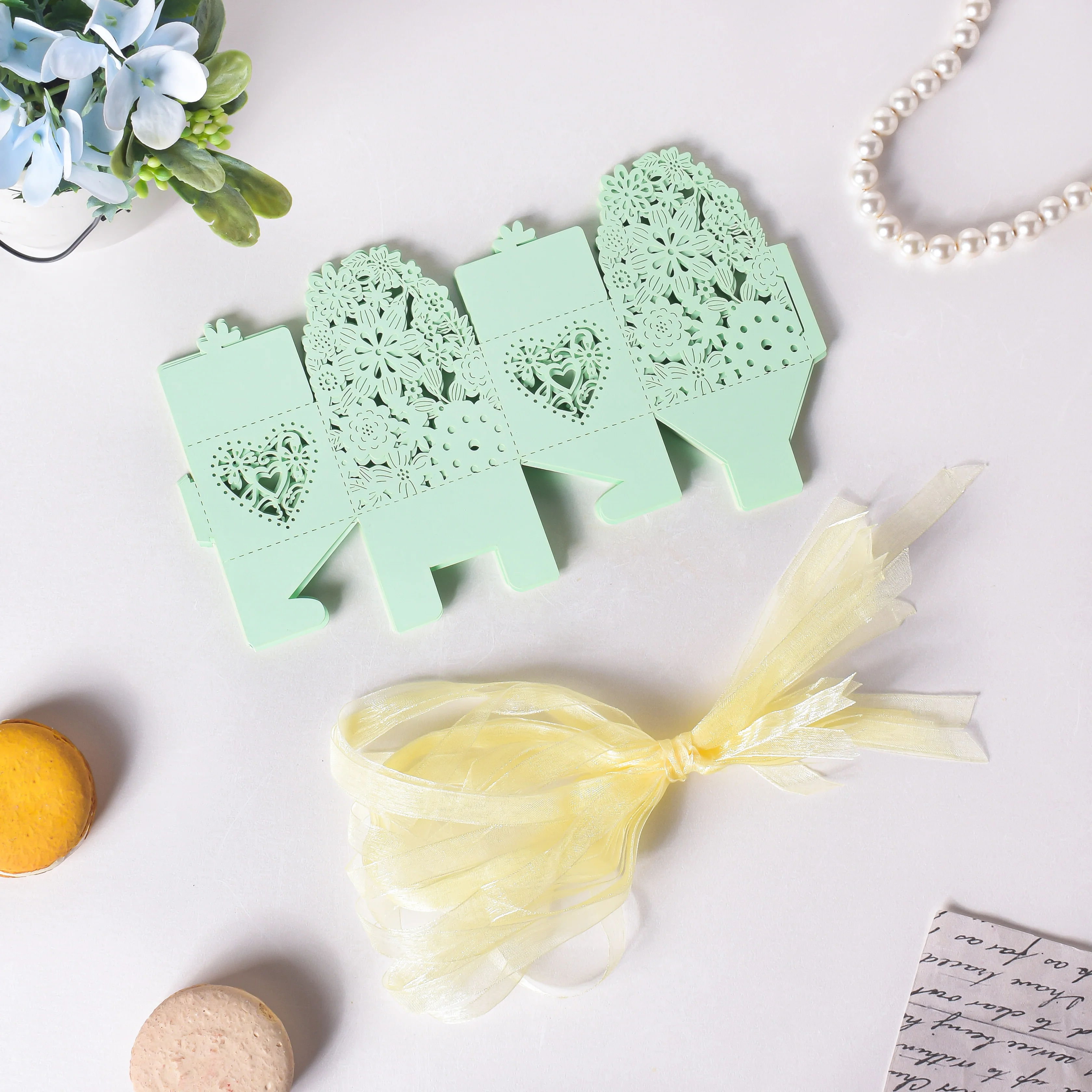 Mint Green Square Paper Gift Box Set of 20 - Image 4