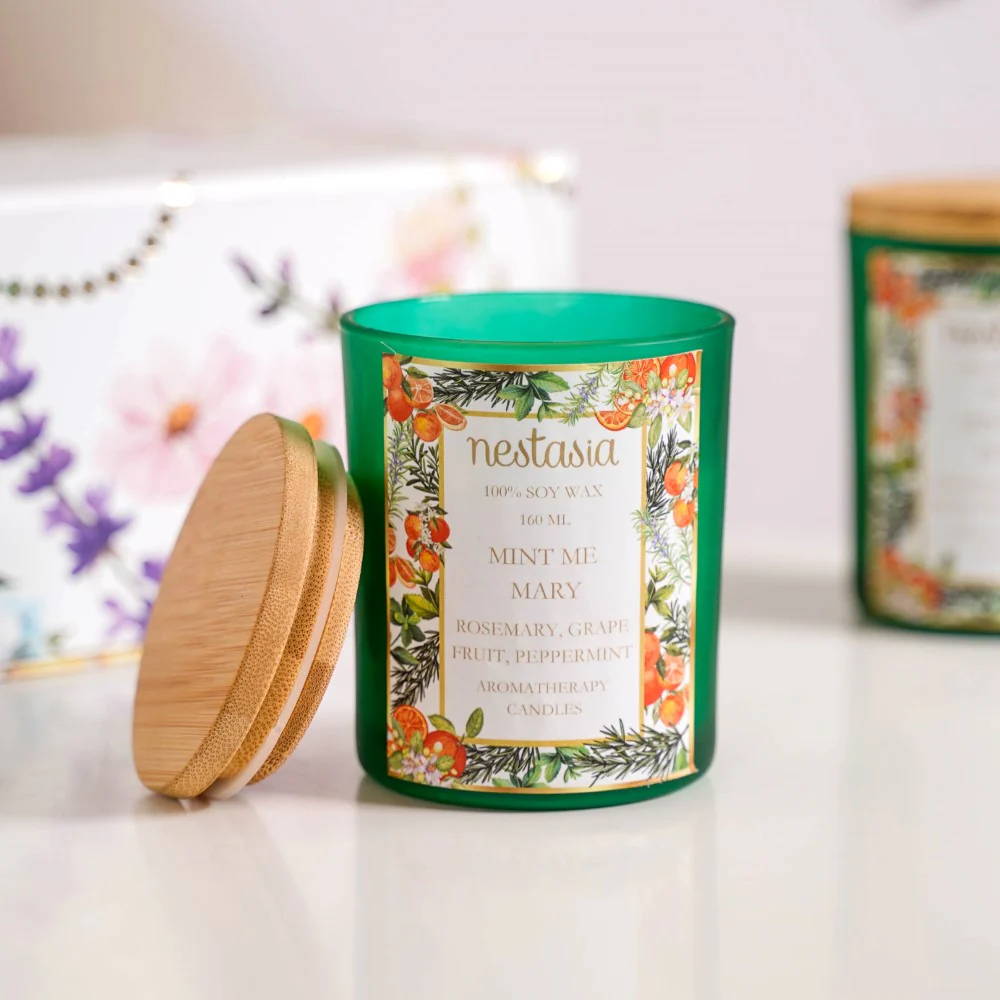 Mint Rosemary Scented Candle Jar With Lid Set Of 2 - Image 8