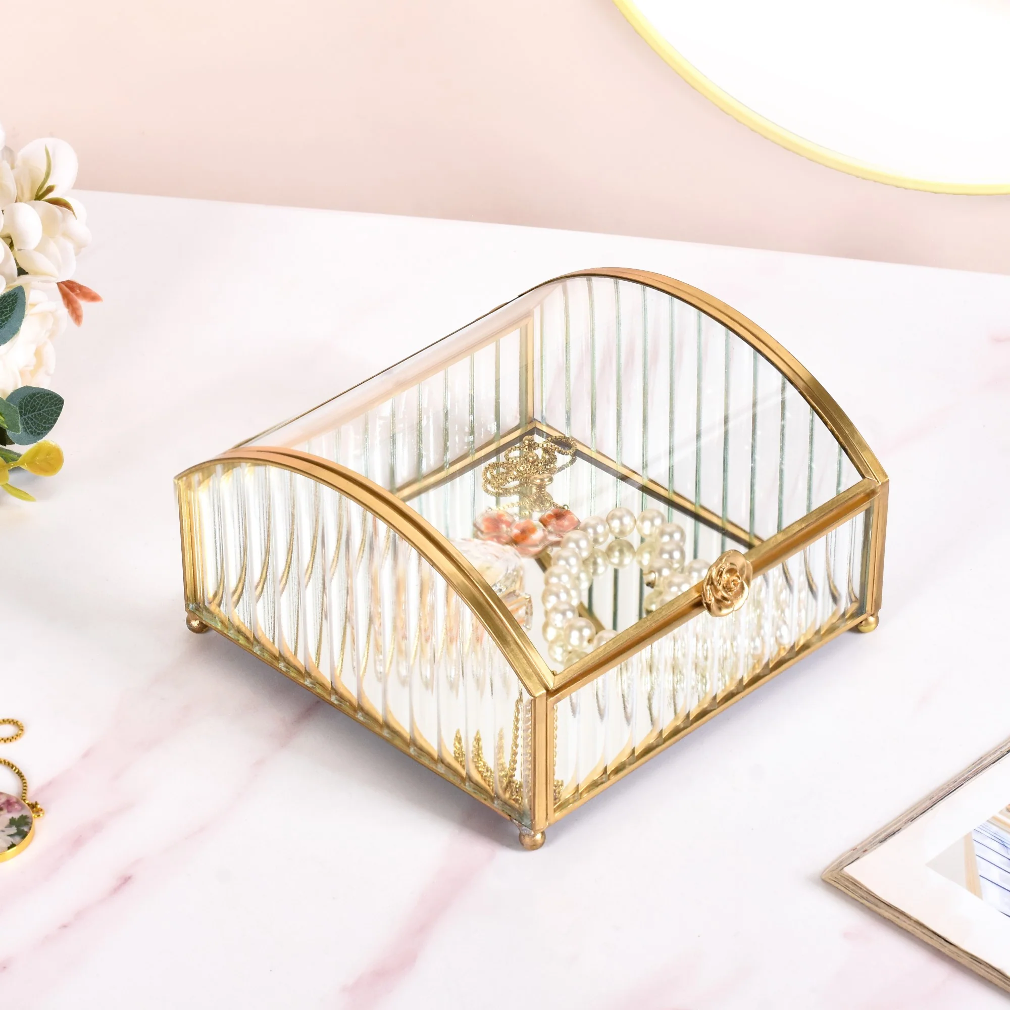 Mirrored Glass Treasure Chest Jewellery Box - Image 8