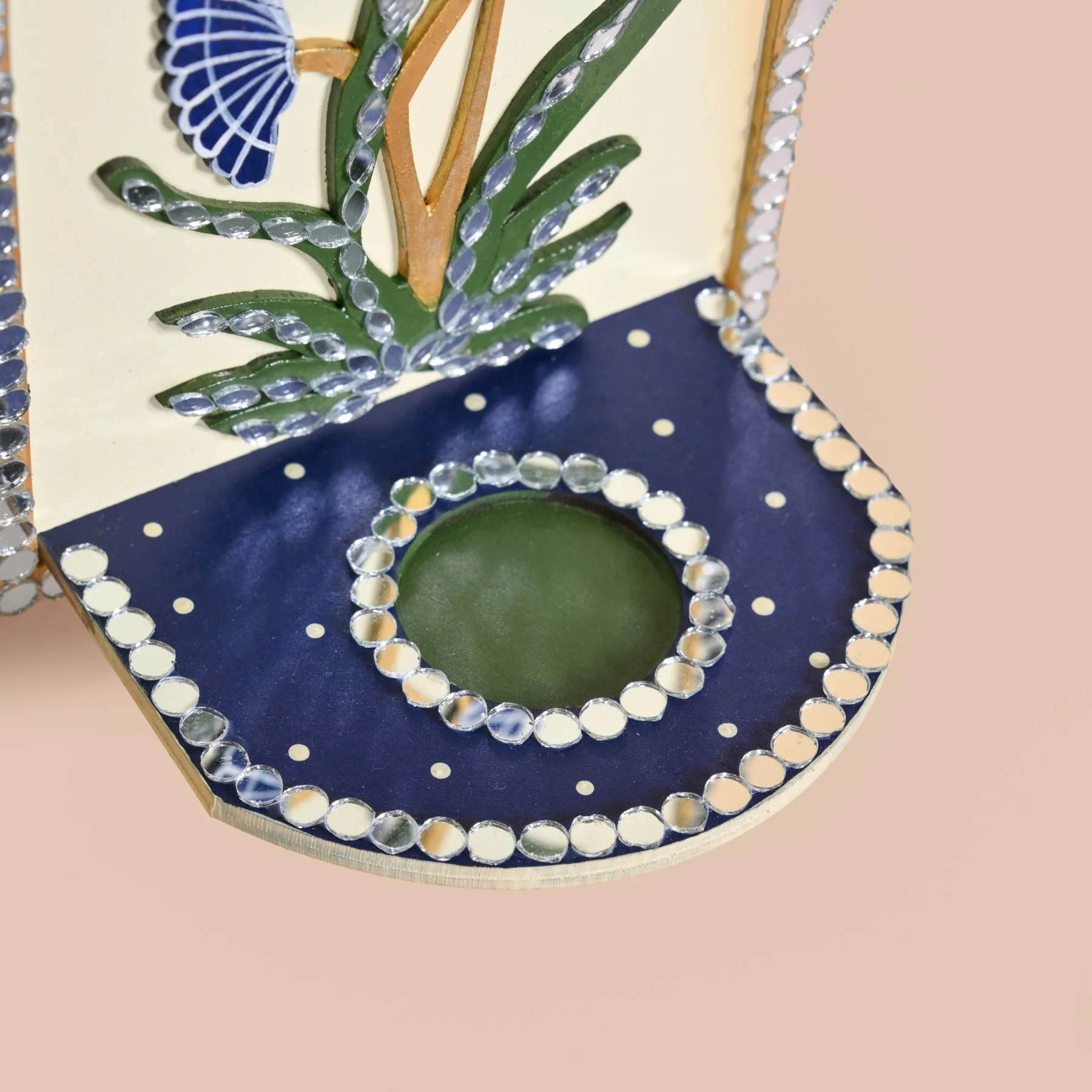 Mirrorwork Lippan Wall Tealight Holder Set Of 2 Royal Blue - Image 7