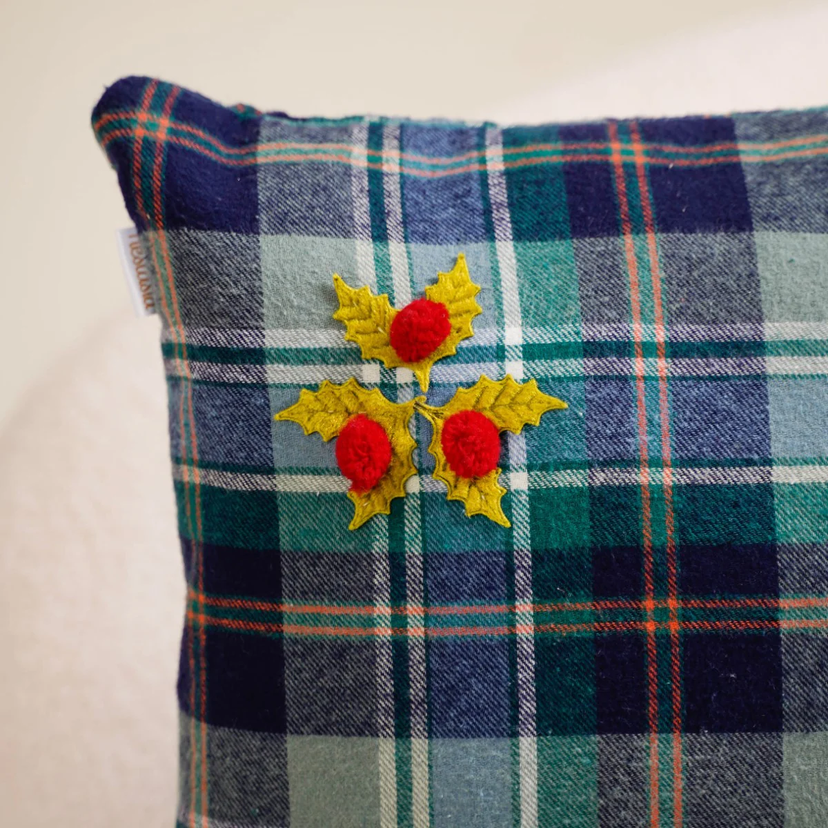 Mistletoe Blue Throw Pillow Cover 18x12 Inch - Image 3