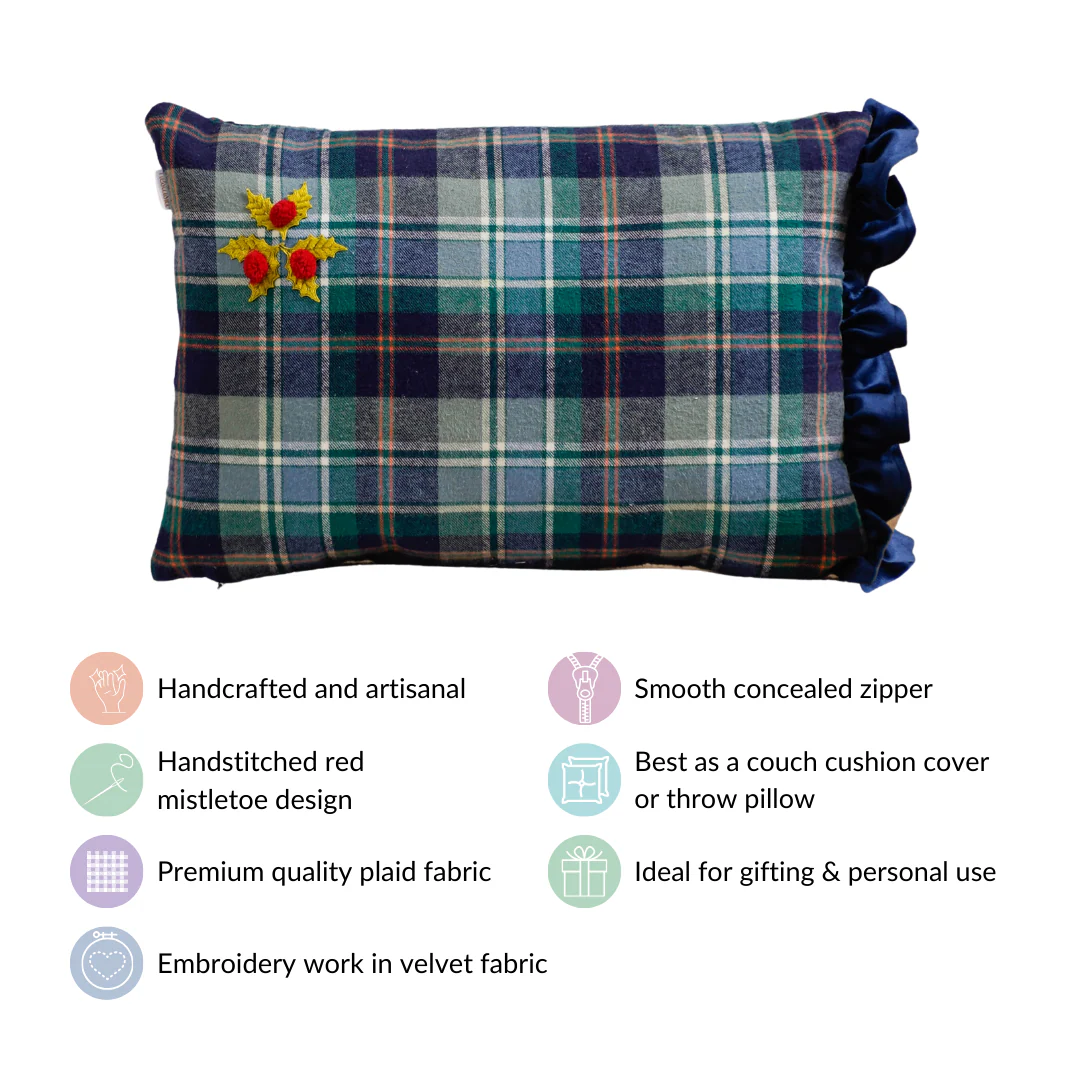 Mistletoe Blue Throw Pillow Cover 18x12 Inch - Image 4