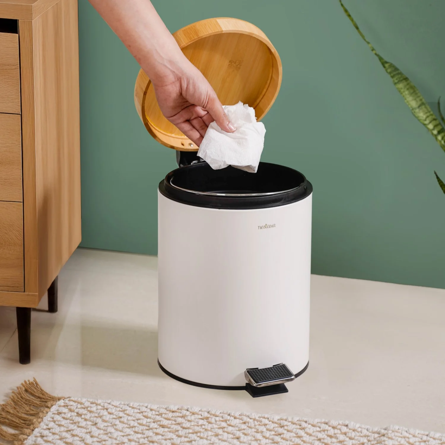 Modbin White Dustbin With Detachable Bucket 5000ml - Image 2