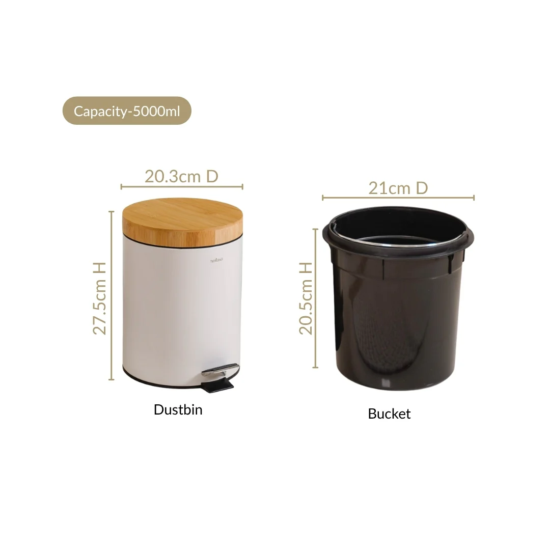 Modbin White Dustbin With Detachable Bucket 5000ml - Image 4