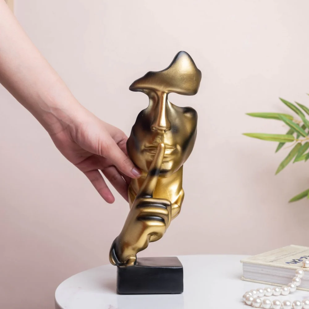 Modern Art Resin Decor Object Gold 10.5 Inch - Image 2