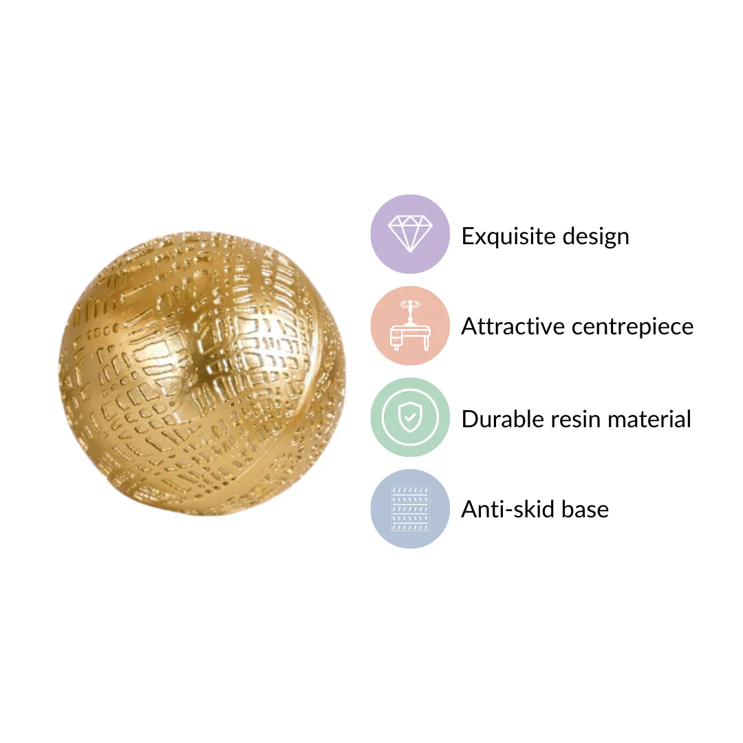 Modern Art Yarn Ball Showpiece Gold - Image 3