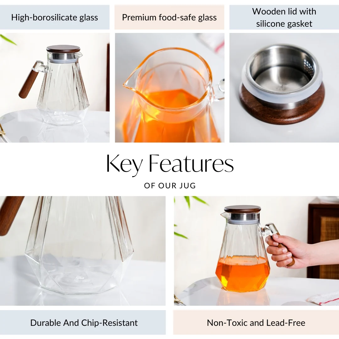 Modern Borosilicate Juice Jar With Fusion Handle 1350ml - Image 4