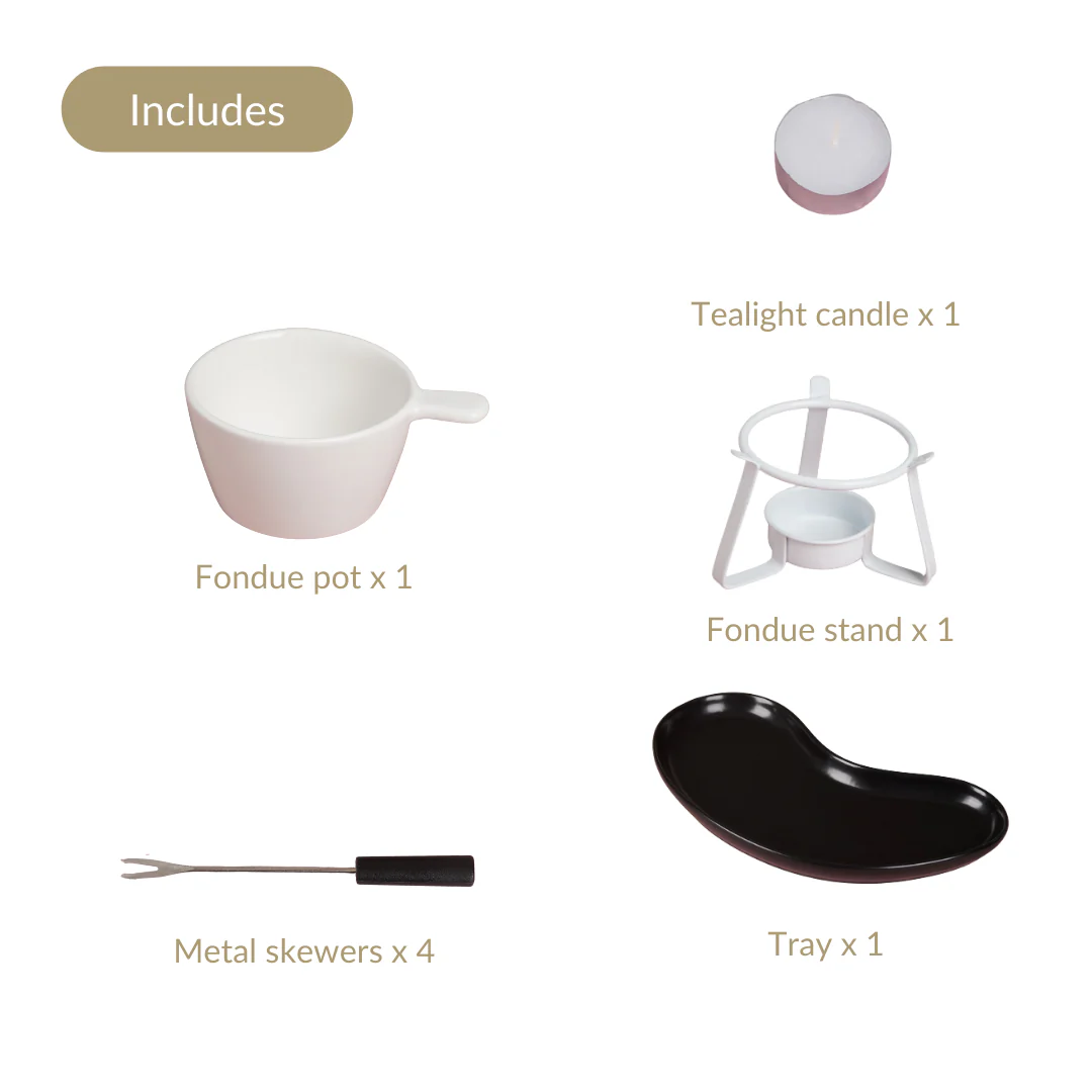 Modern Cheese Fondue Set With Dip Skewers And Plate - Image 5