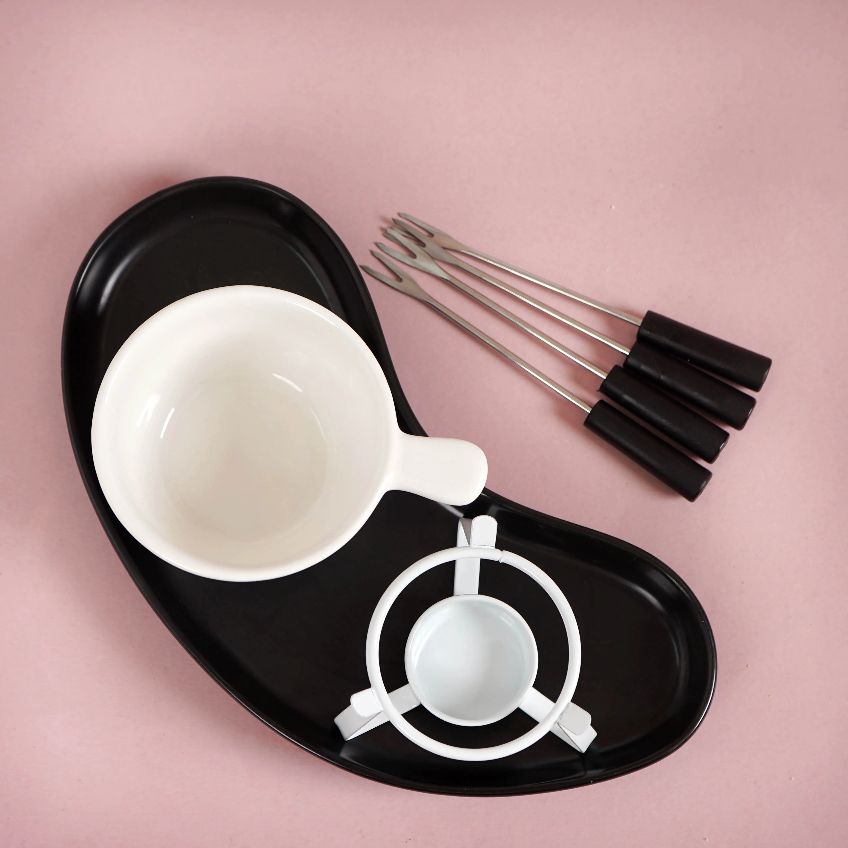 Modern Cheese Fondue Set With Dip Skewers And Plate - Image 8