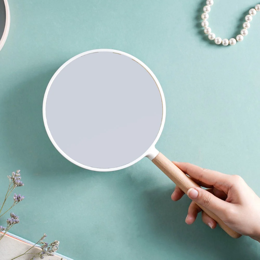 Modern Double Sided Handheld Mirror White - Image 2