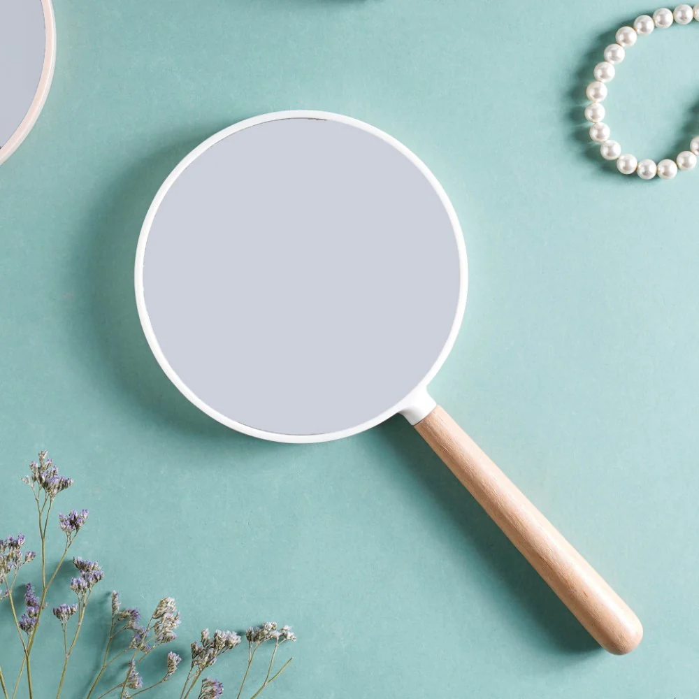 Modern Double Sided Handheld Mirror White - Image 4