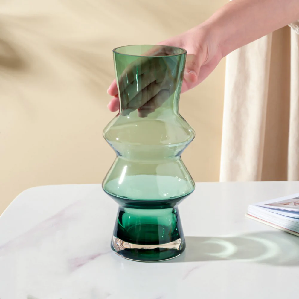 Modern Glass Flower Vase Green - Image 2