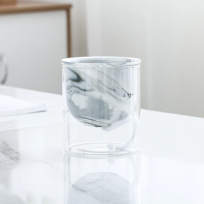Modern Grey Ceramic Planter With Glass Stand - Image 4