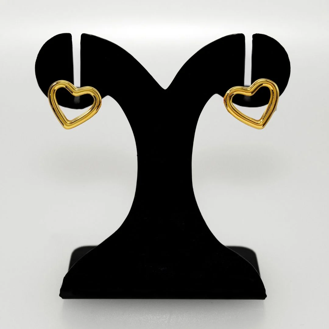 Modern Love Gold Heart Stud Earrings - Image 6
