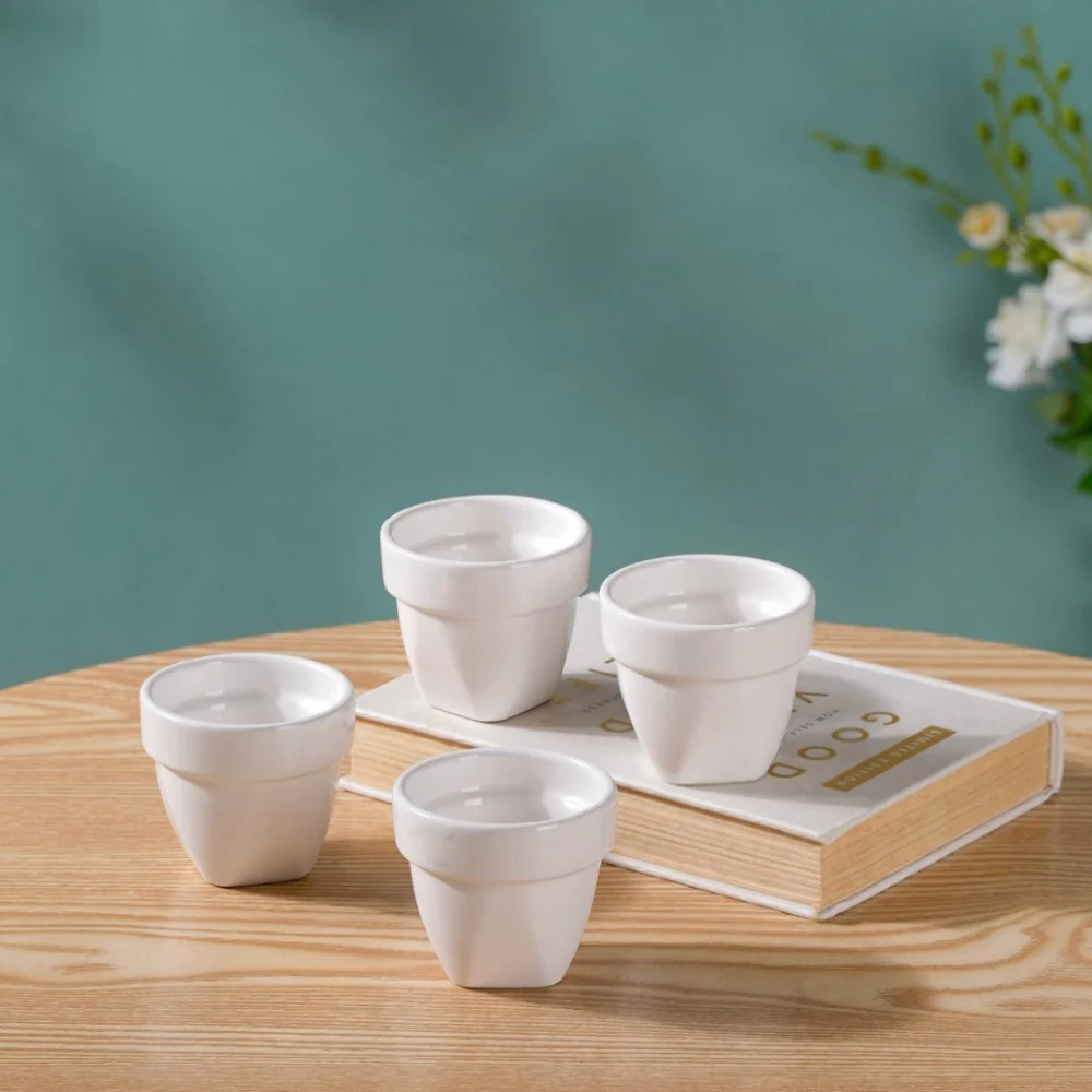 Modern Mini Pot For Decor White Set of 4 - Image 4