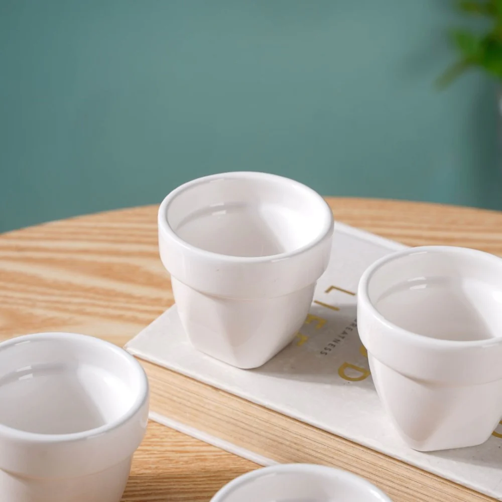 Modern Mini Pot For Decor White Set of 4 - Image 5