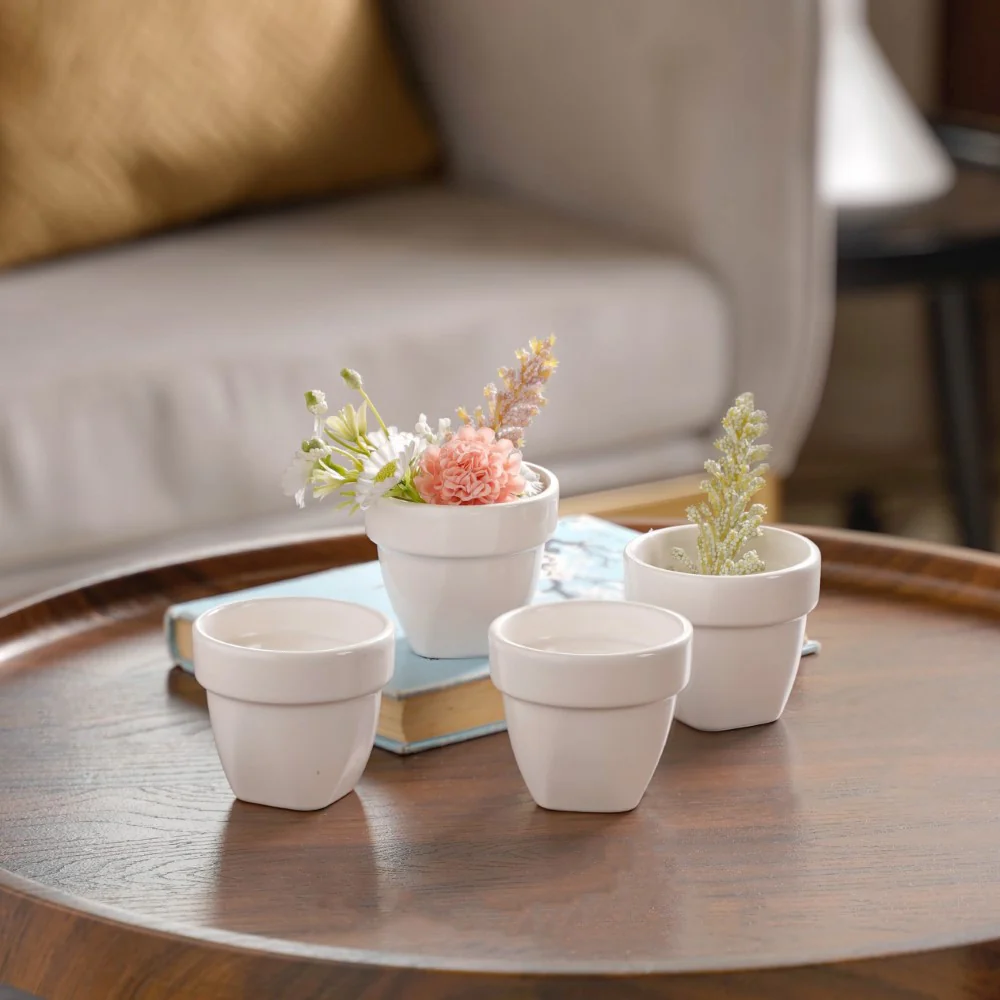 Modern Mini Pot For Decor White Set of 4 - Image 7