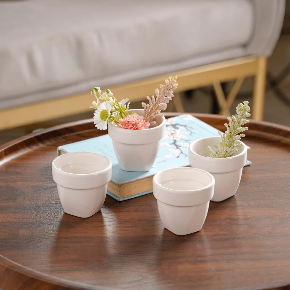 Modern Mini Pot For Decor White Set of 4 - Image 8
