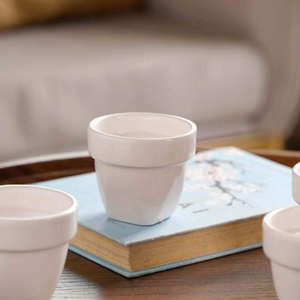 Modern Mini Pot For Decor White Set of 4 - Image 9