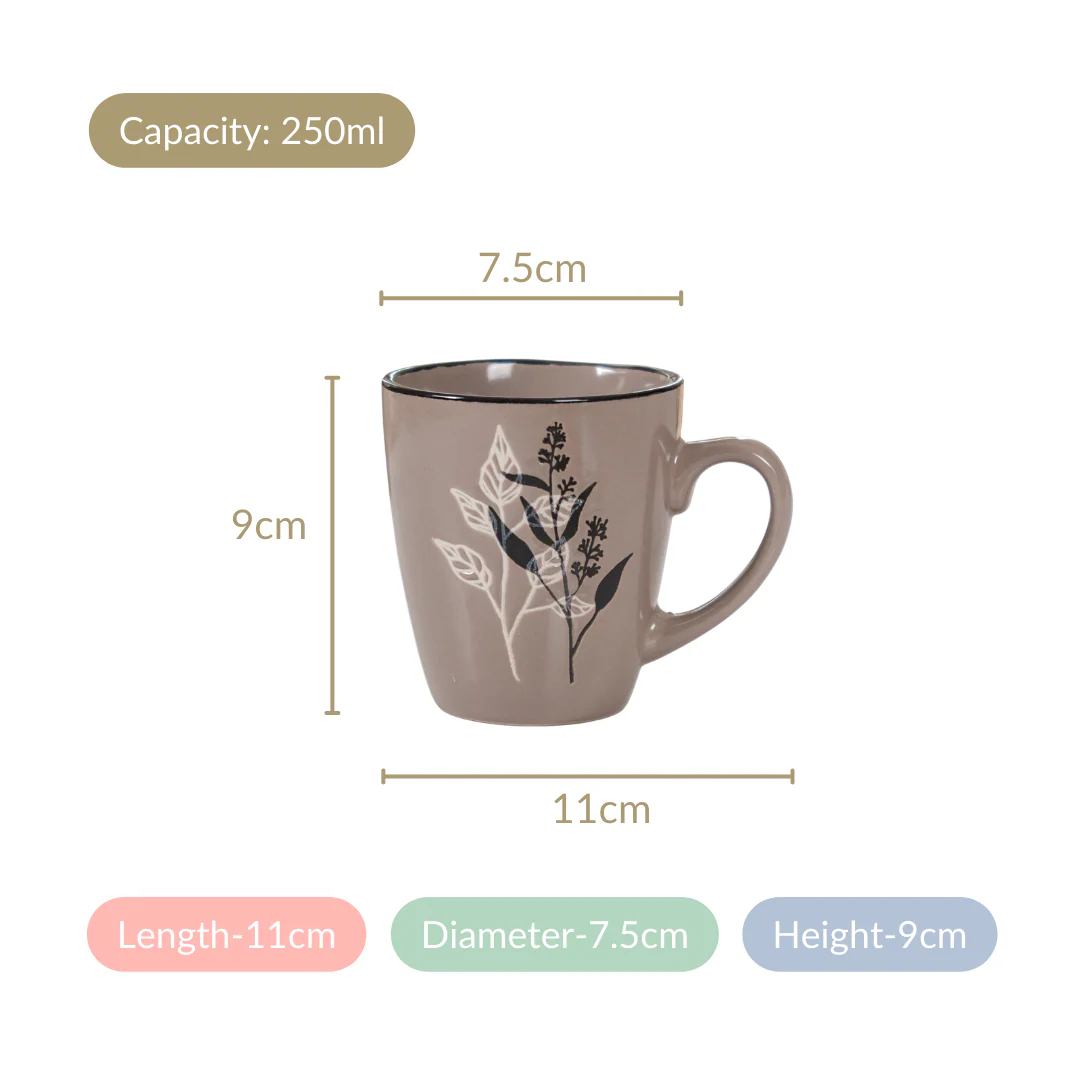 Modern Mug Set of 6 Taupe 250ml - Image 5