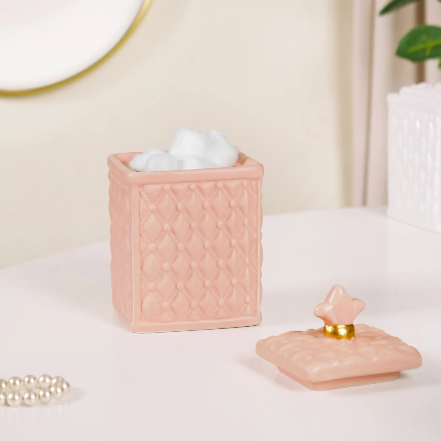 Modern Multipurpose Ceramic Jar With Lid Peach - Image 3