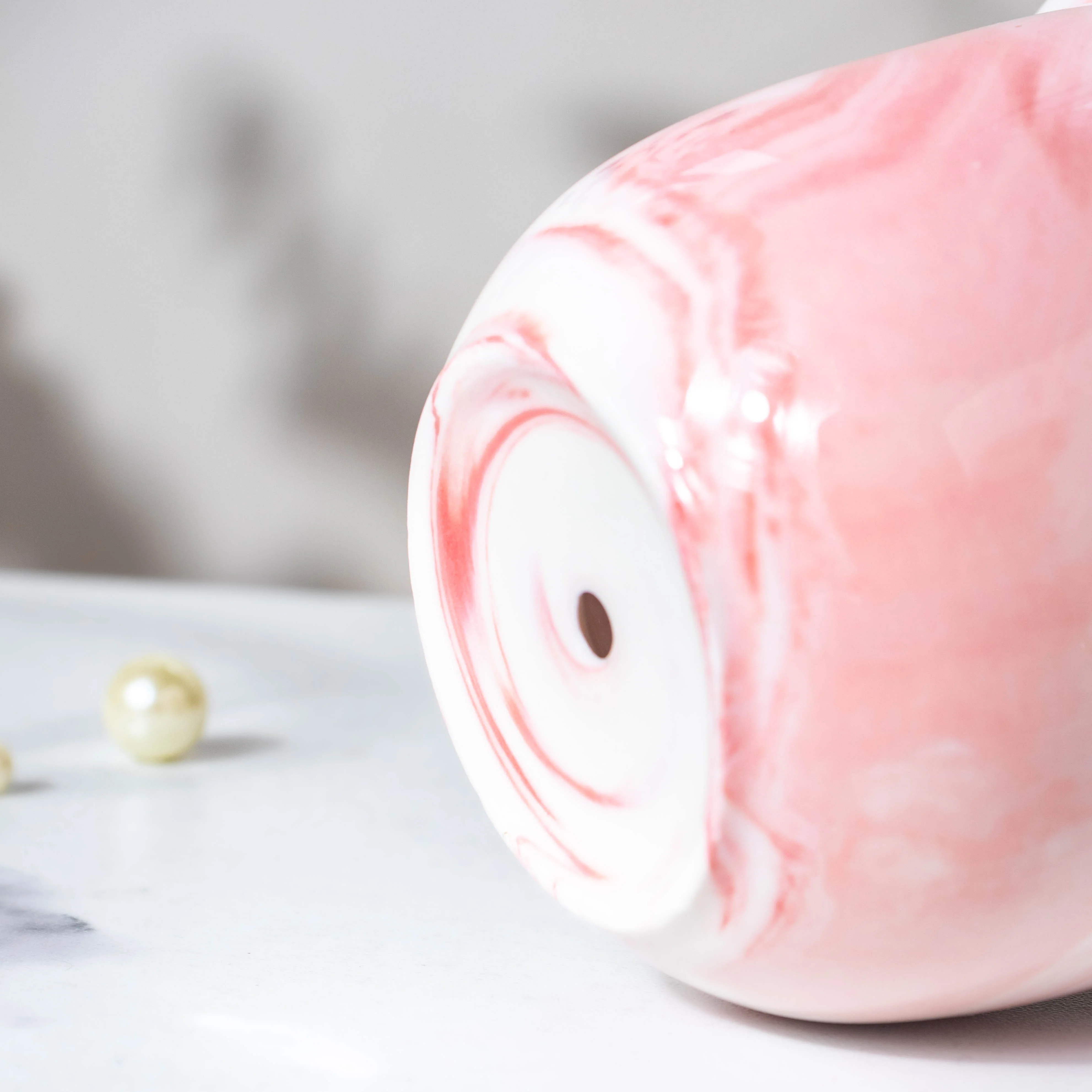 Modern Pink Ceramic Planter With Glass Stand - Image 5