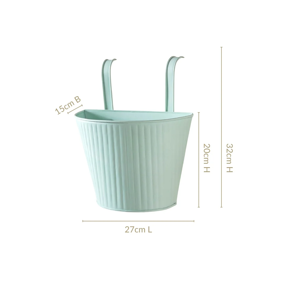 Modern Ribbed Balcony Hanging Planter Set Of 2 Mint - Image 4