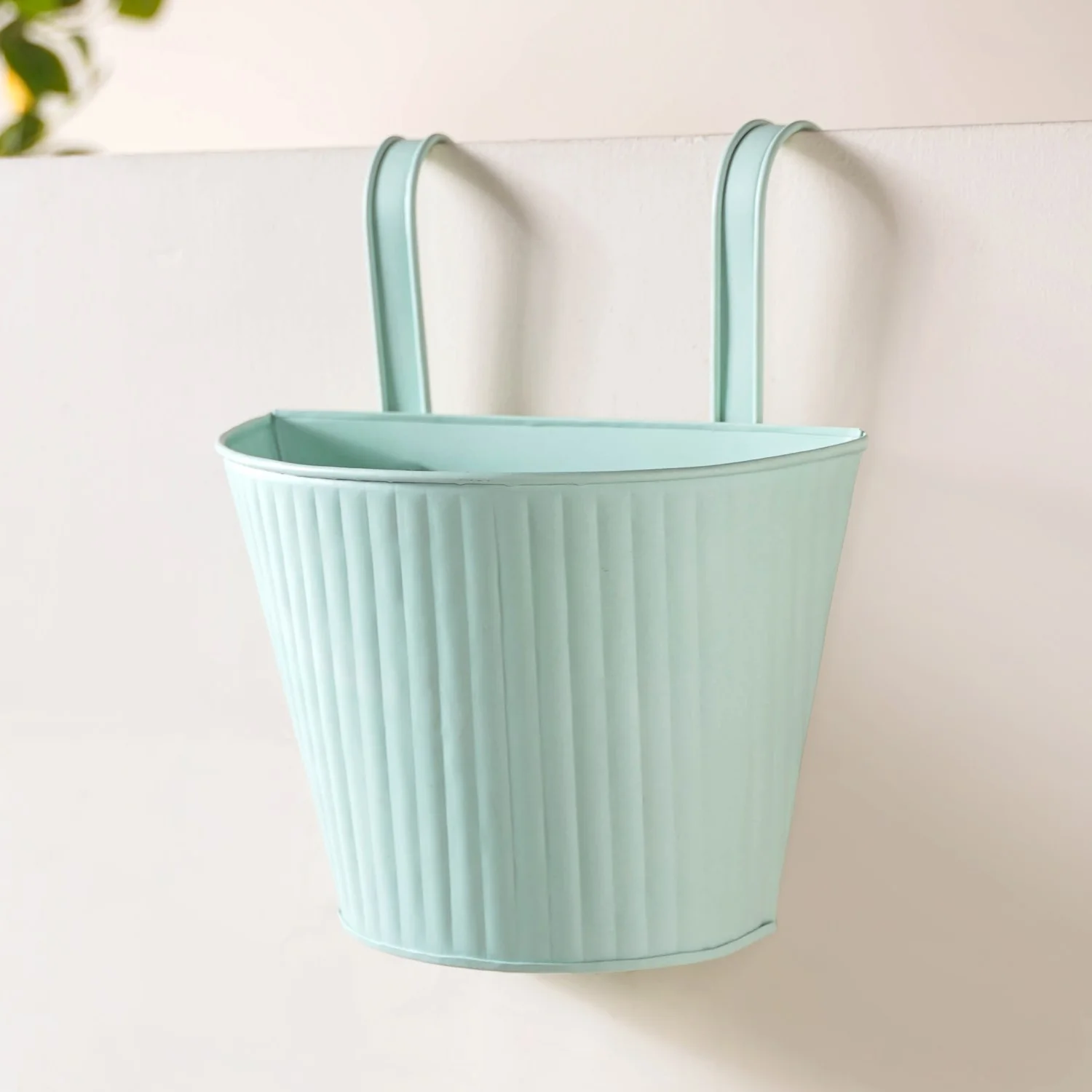 Modern Ribbed Balcony Hanging Planter Set Of 2 Mint - Image 6