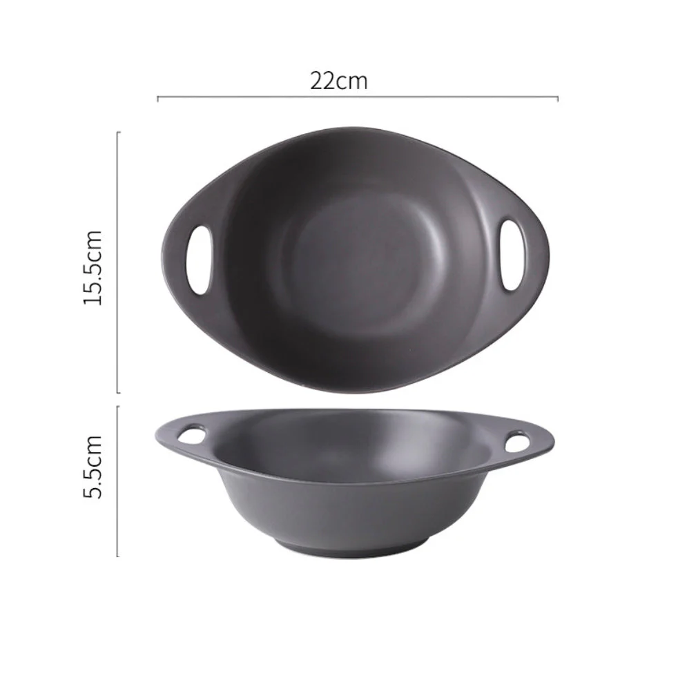 Modern Serving Bowl With Handle Grey Small - Image 5