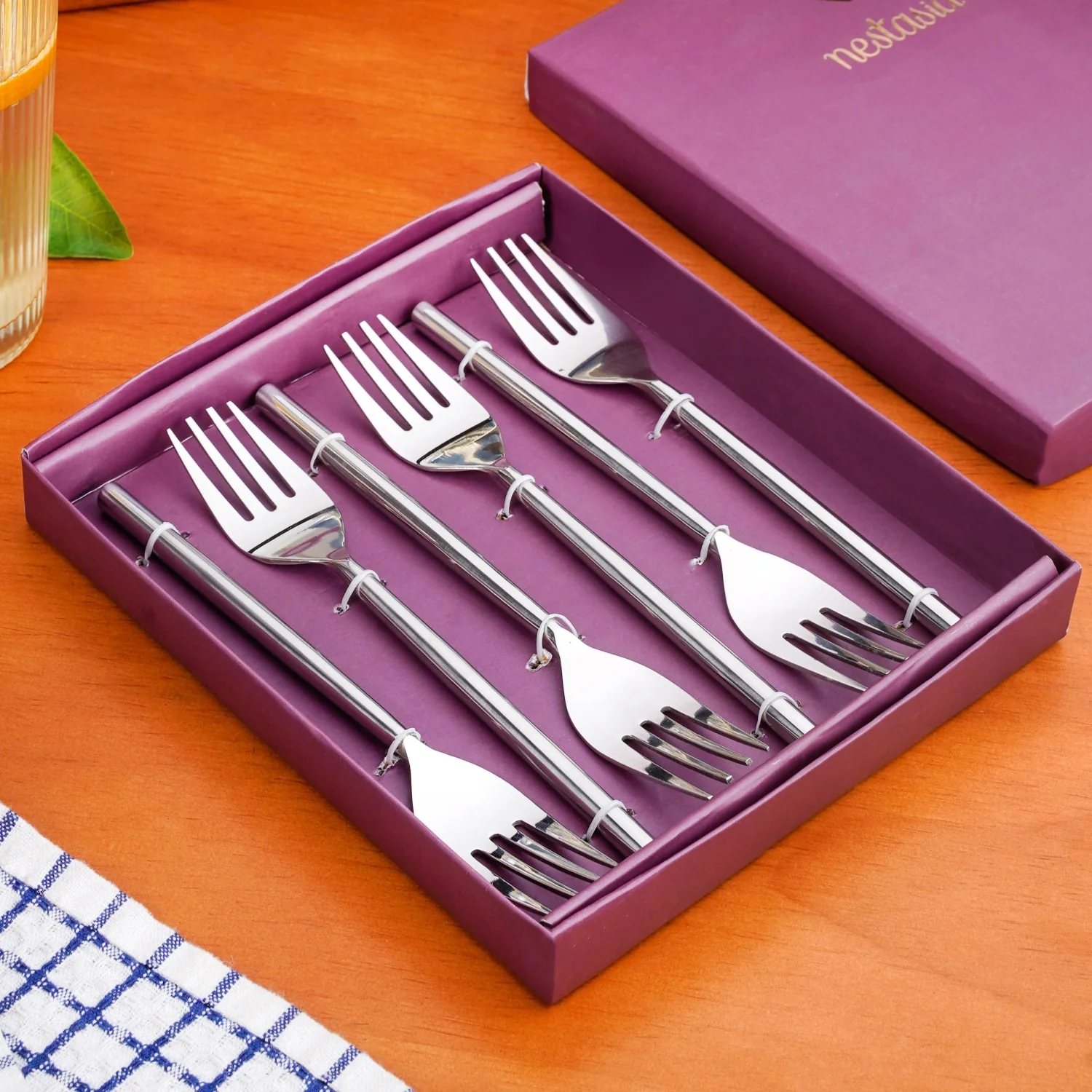 Modern Stainless Steel Table Fork Set Of 6 - Image 2