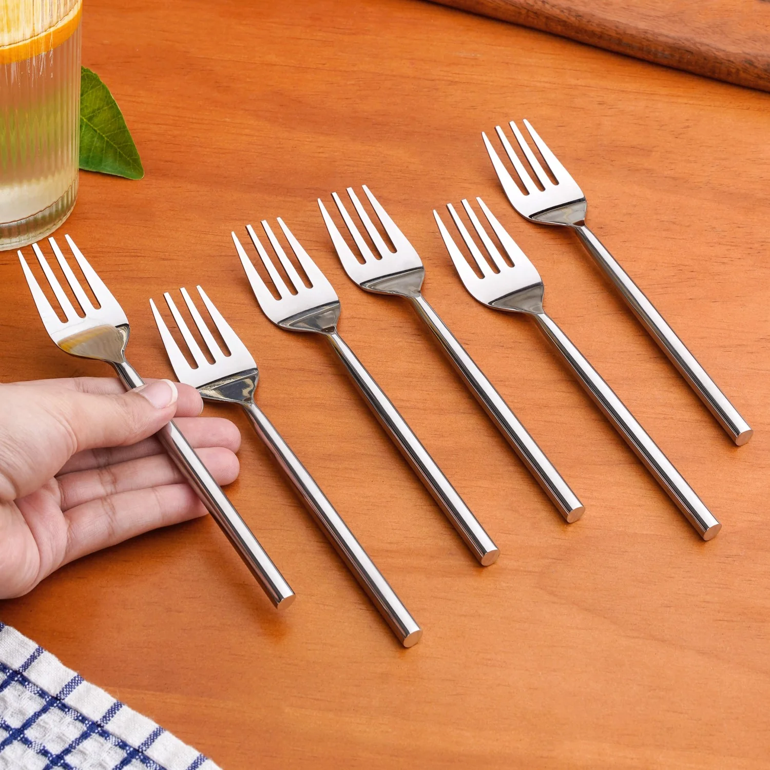Modern Stainless Steel Table Fork Set Of 6 - Image 3