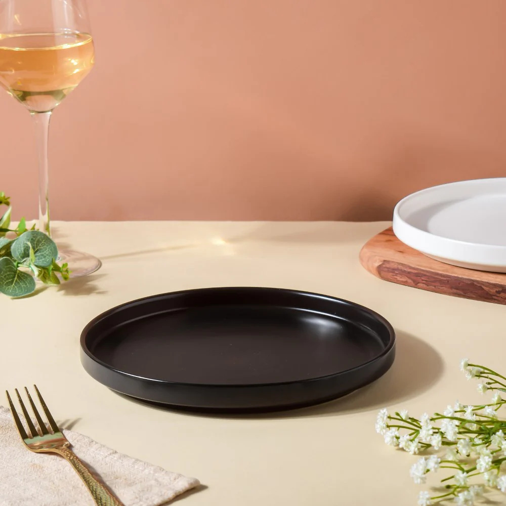 Modern Stoneware Snack Plate Black - Image 6