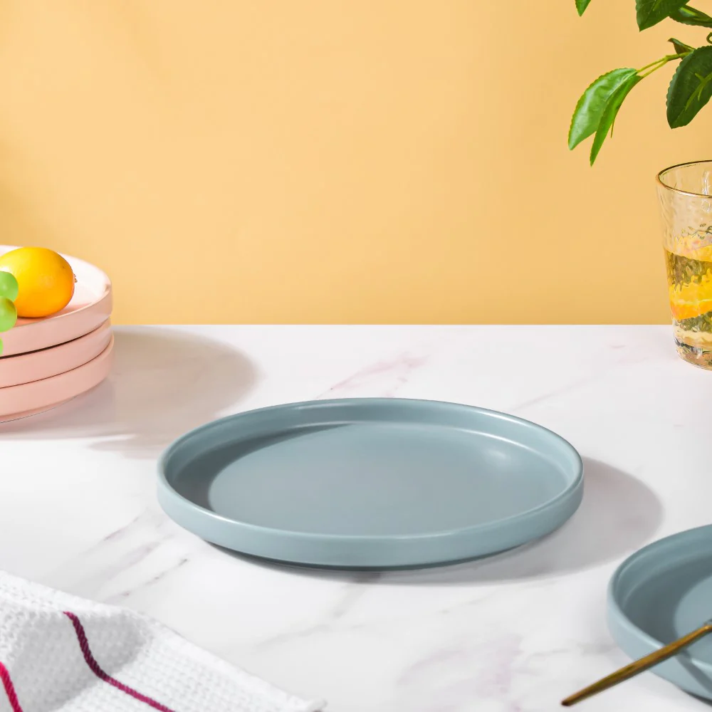 Modern Stoneware Snack Plate Blue - Image 4