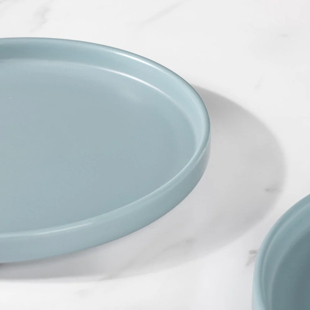 Modern Stoneware Snack Plate Blue - Image 6